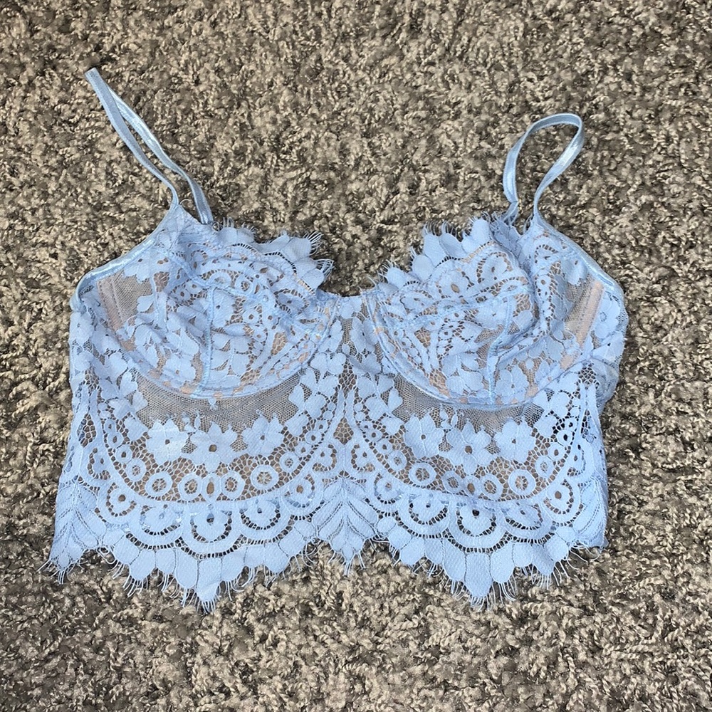 Blue Laced Crop Top